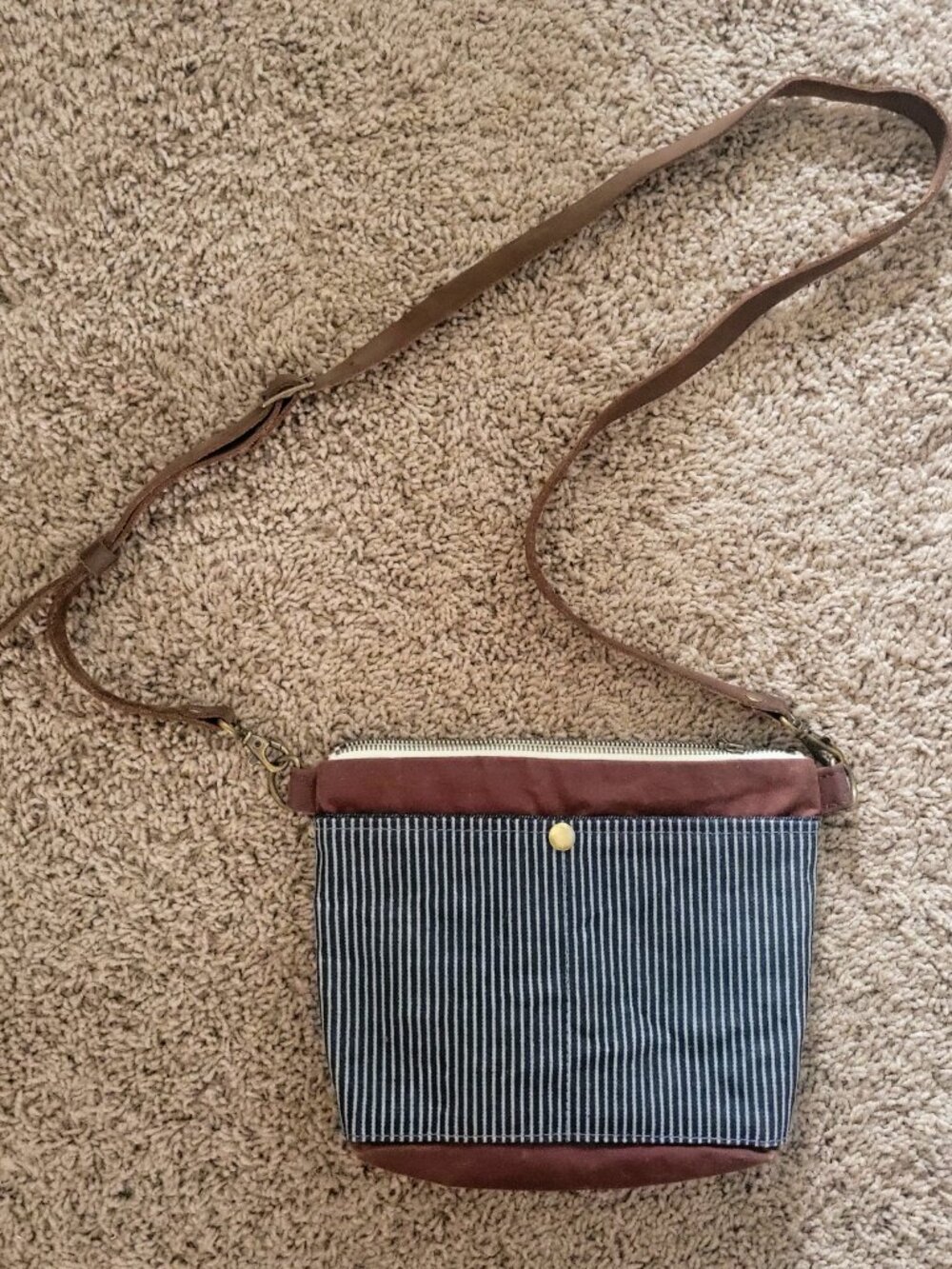 Handmade in Vermont, leather and canvas purse
